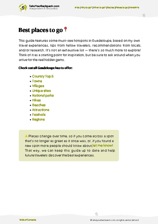 example page 5 from our offline Travel Guide for Guadeloupe