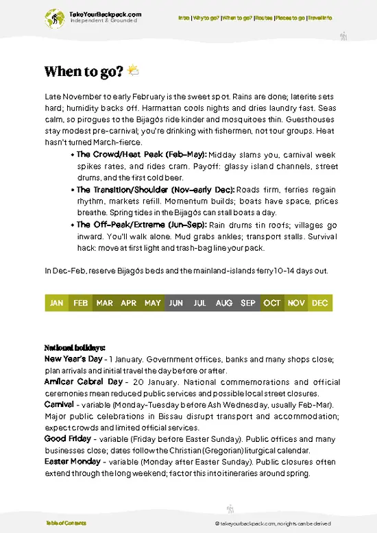 example page 3 from our offline Travel Guide for Guinea-Bissau