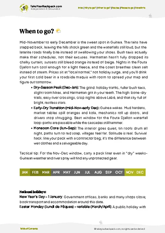 example page 3 from our offline Travel Guide for Guinea
