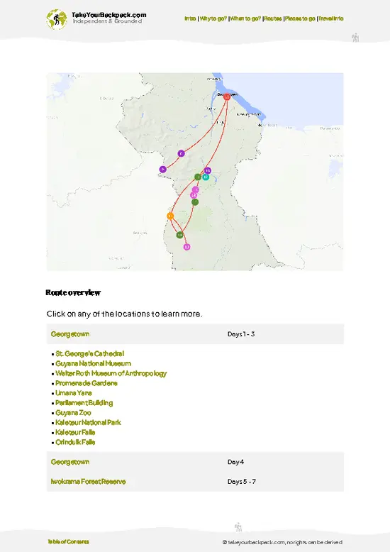 example page 4 from our offline Travel Guide for Guyana