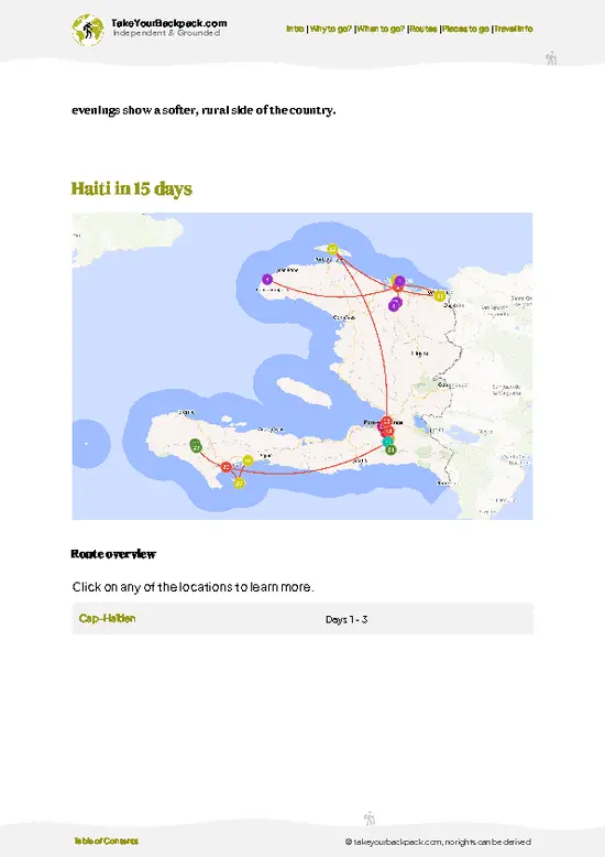 example page 4 from our offline Travel Guide for Haiti