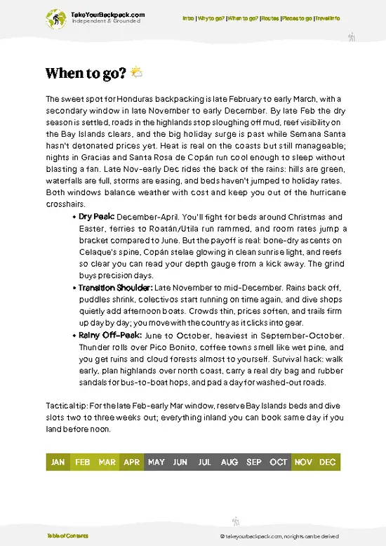 example page 3 from our offline Travel Guide for Honduras