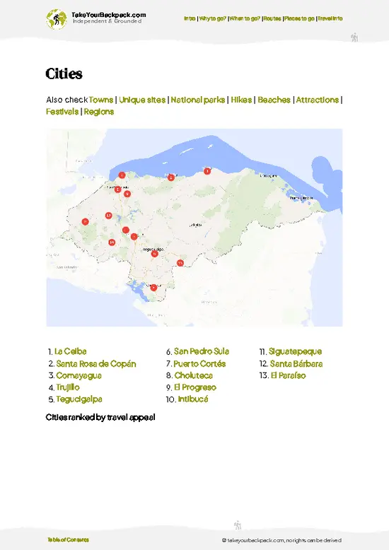 example page 6 from our offline Travel Guide for Honduras