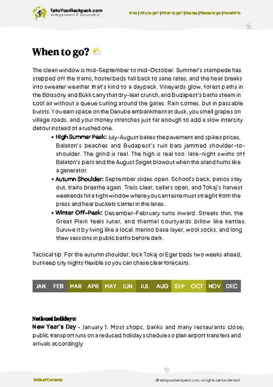 example page 3 from our offline Travel Guide for Hungary