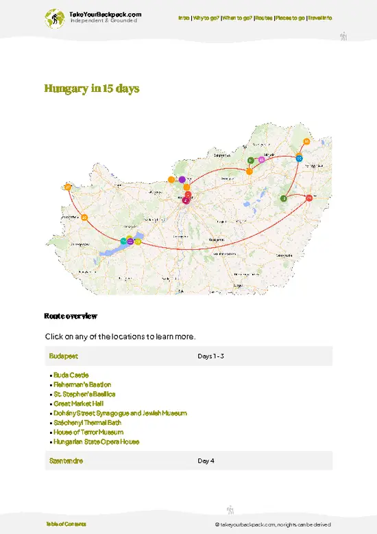example page 4 from our offline Travel Guide for Hungary