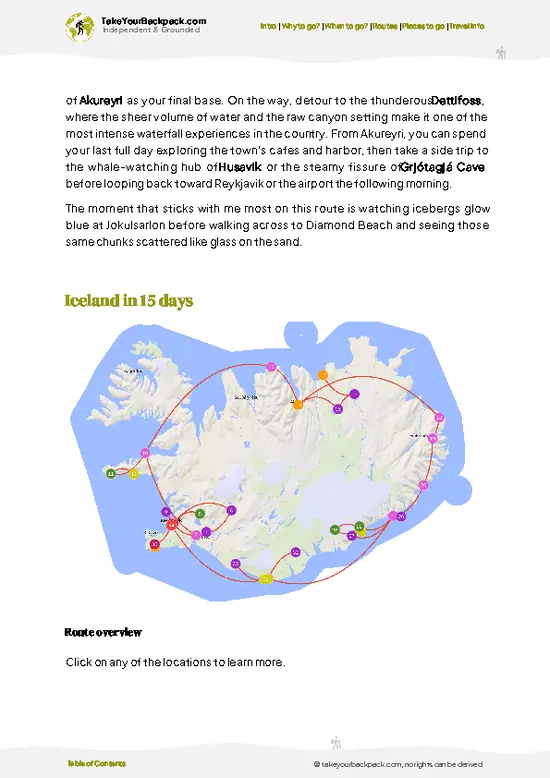 example page 4 from our offline Travel Guide for Iceland