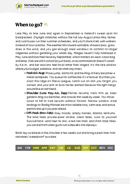 example page 3 from our offline Travel Guide for Ireland
