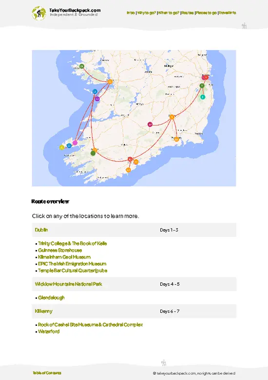 example page 4 from our offline Travel Guide for Ireland