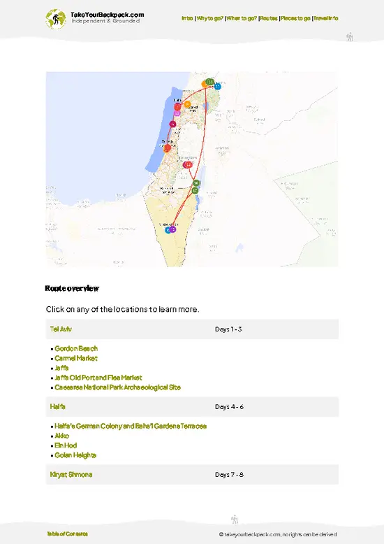 example page 4 from our offline Travel Guide for Israel