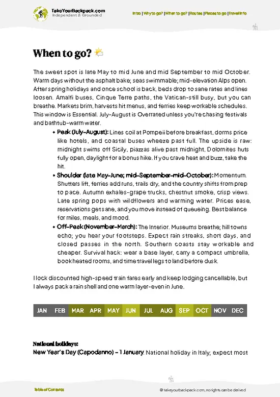example page 3 from our offline Travel Guide for Italy