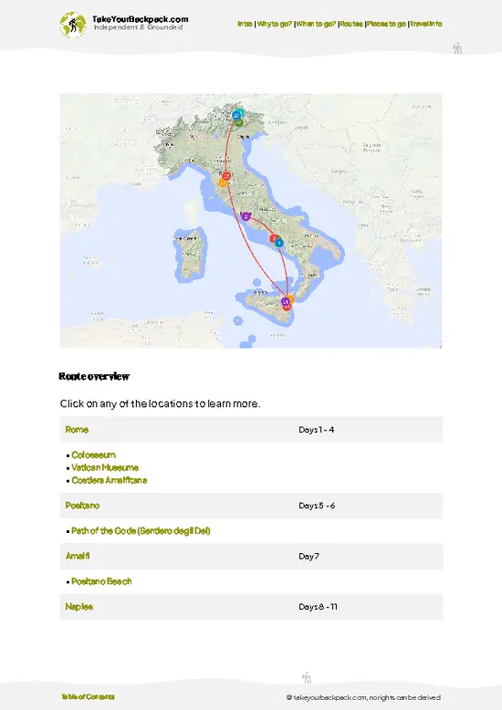 example page 4 from our offline Travel Guide for Italy