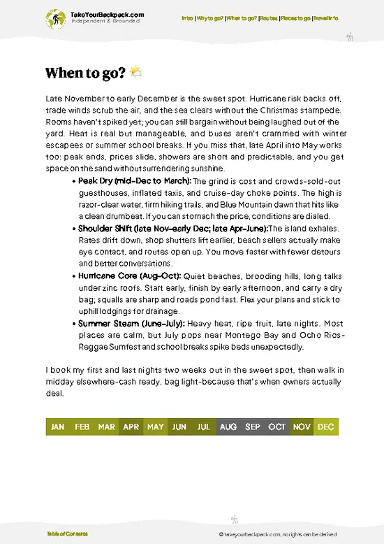 example page 3 from our offline Travel Guide for Jamaica