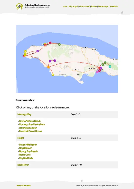 example page 4 from our offline Travel Guide for Jamaica