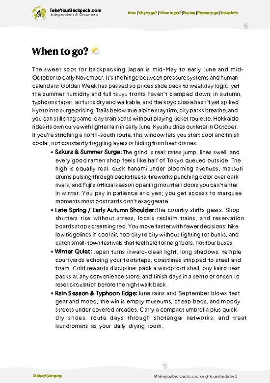 example page 3 from our offline Travel Guide for Japan