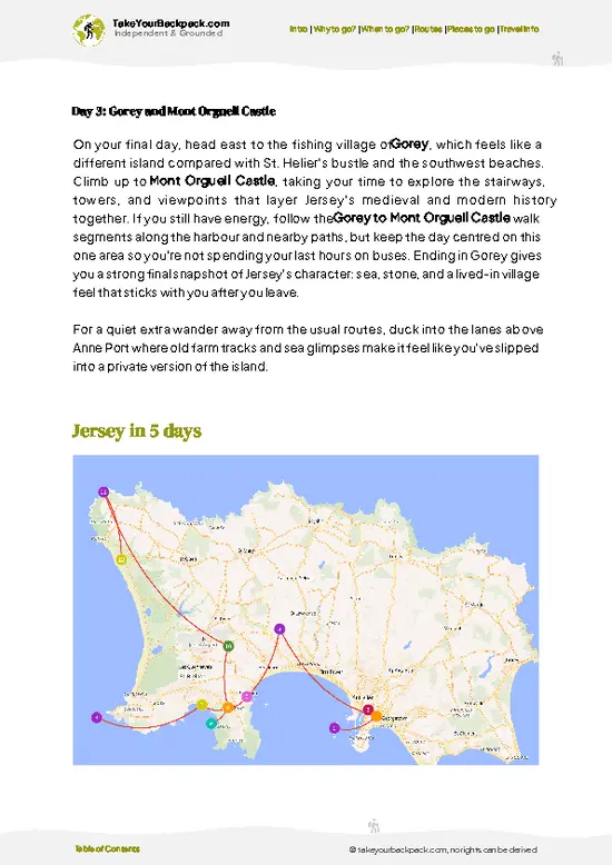 example page 4 from our offline Travel Guide for Jersey