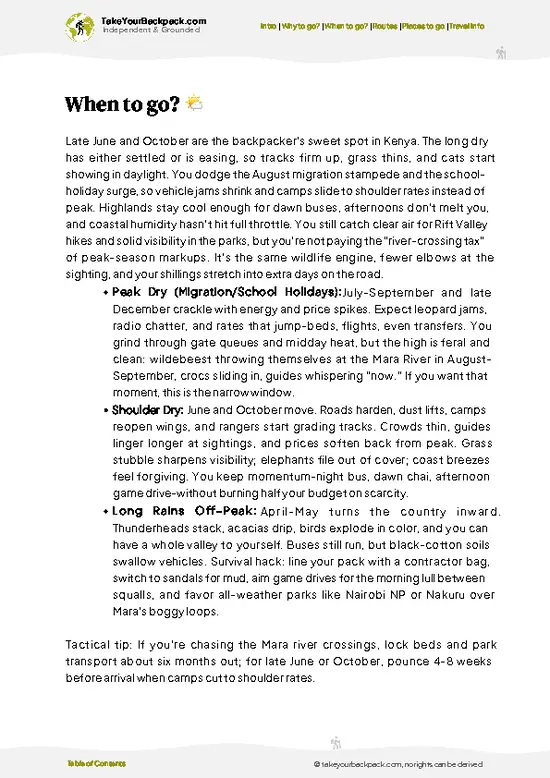example page 3 from our offline Travel Guide for Kenya