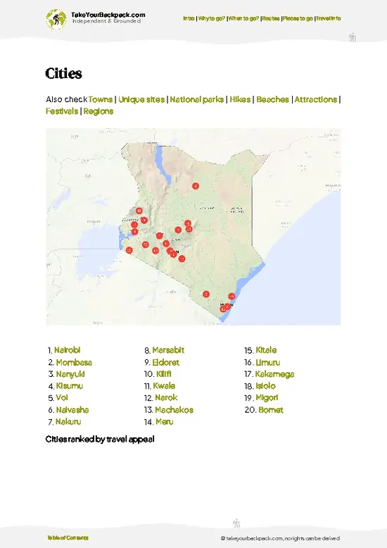 example page 6 from our offline Travel Guide for Kenya