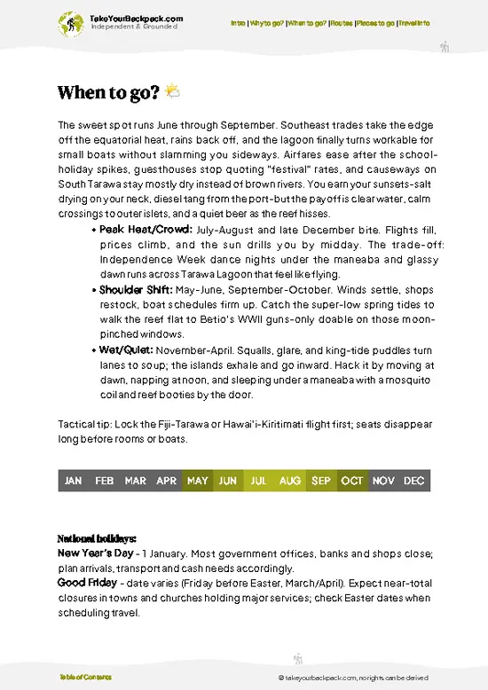 example page 3 from our offline Travel Guide for Kiribati
