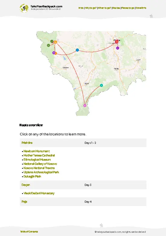 example page 4 from our offline Travel Guide for Kosovo