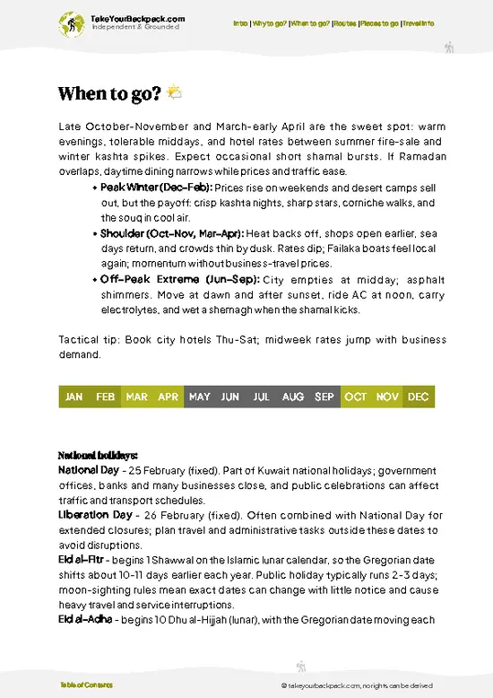 example page 3 from our offline Travel Guide for Kuwait