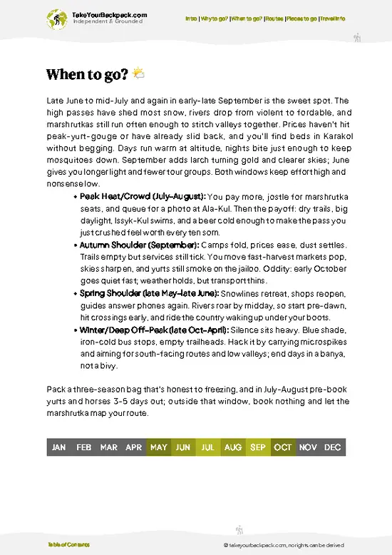 example page 3 from our offline Travel Guide for Kyrgyzstan
