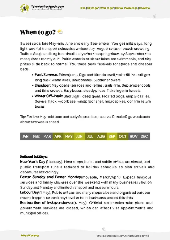 example page 3 from our offline Travel Guide for Latvia
