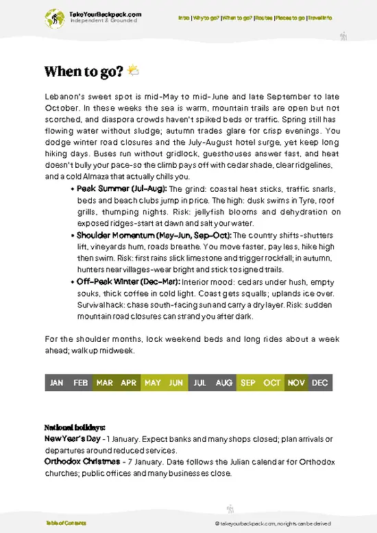 example page 3 from our offline Travel Guide for Lebanon