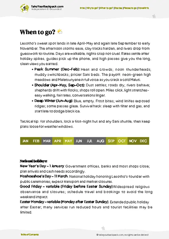 example page 3 from our offline Travel Guide for Lesotho