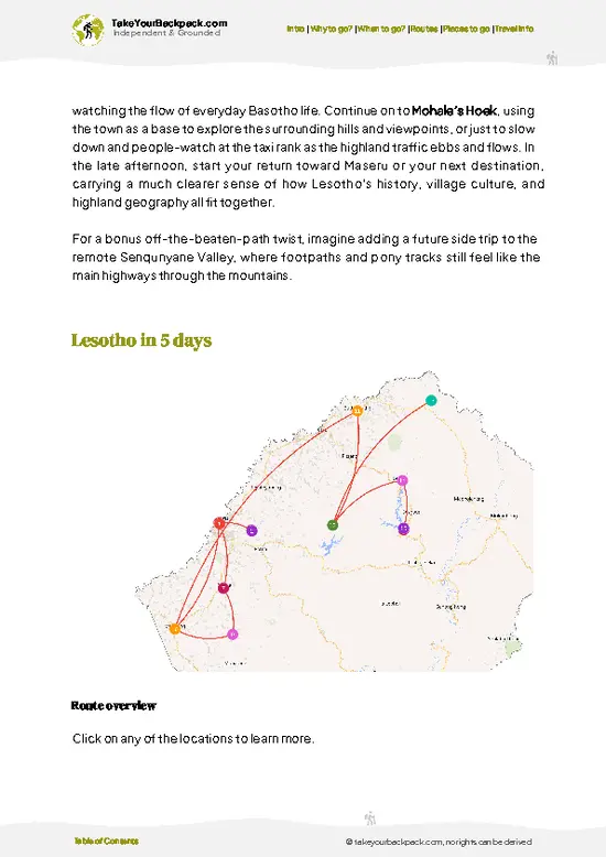 example page 4 from our offline Travel Guide for Lesotho