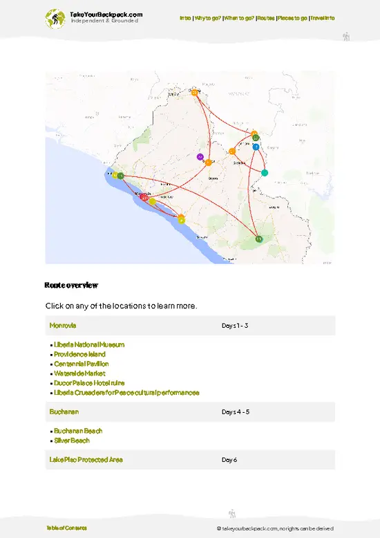 example page 4 from our offline Travel Guide for Liberia