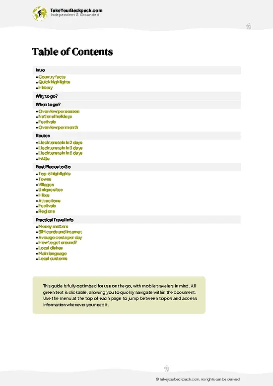 example page 2 from our offline Travel Guide for Liechtenstein