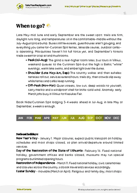 example page 3 from our offline Travel Guide for Lithuania