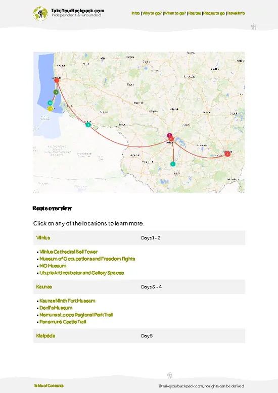 example page 4 from our offline Travel Guide for Lithuania