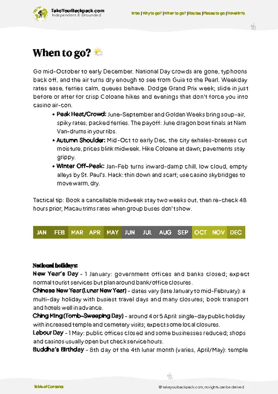 example page 3 from our offline Travel Guide for Macau