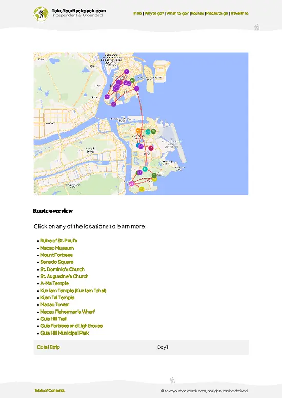 example page 4 from our offline Travel Guide for Macau