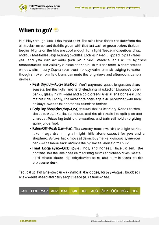 example page 3 from our offline Travel Guide for Malawi
