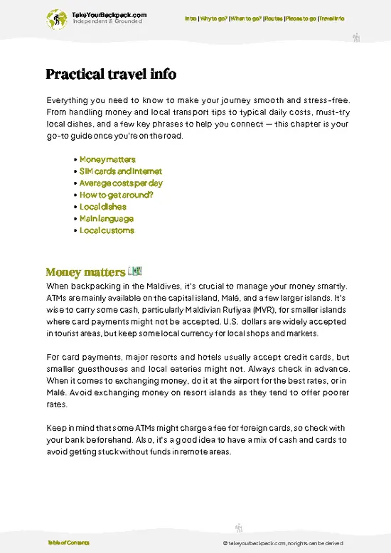 example page 7 from our offline Travel Guide for Maldives
