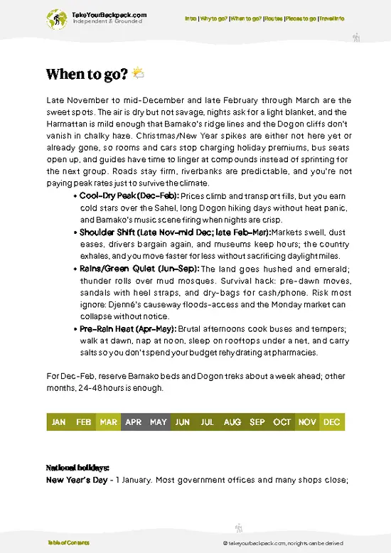 example page 3 from our offline Travel Guide for Mali