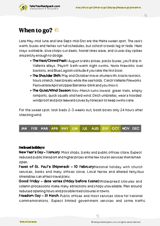example page 3 from our offline Travel Guide for Malta