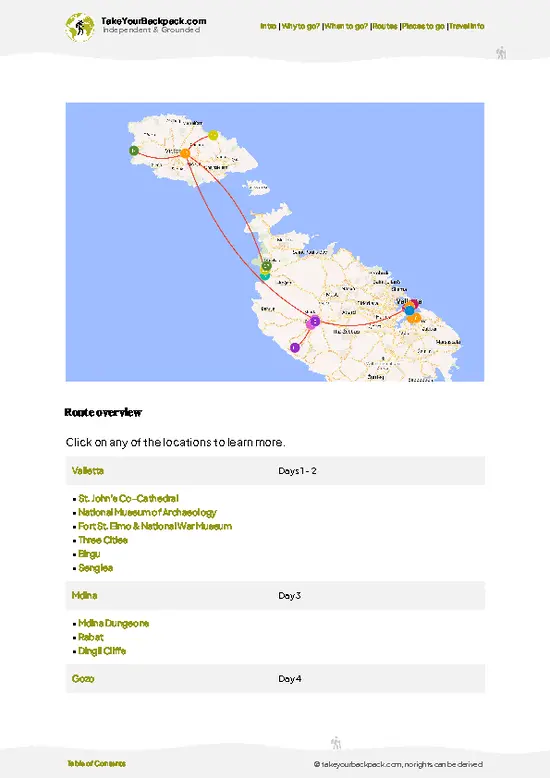 example page 4 from our offline Travel Guide for Malta
