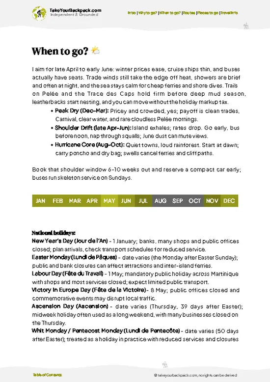 example page 3 from our offline Travel Guide for Martinique