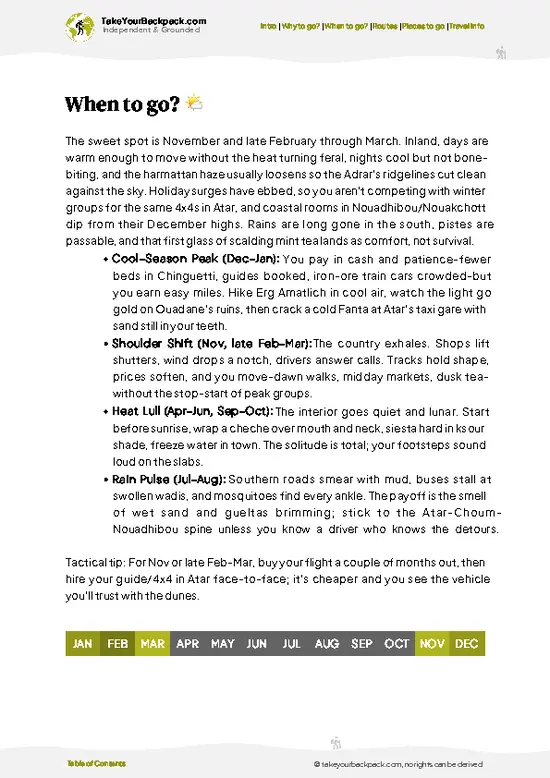 example page 3 from our offline Travel Guide for Mauritania