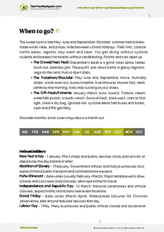 example page 3 from our offline Travel Guide for Mauritius