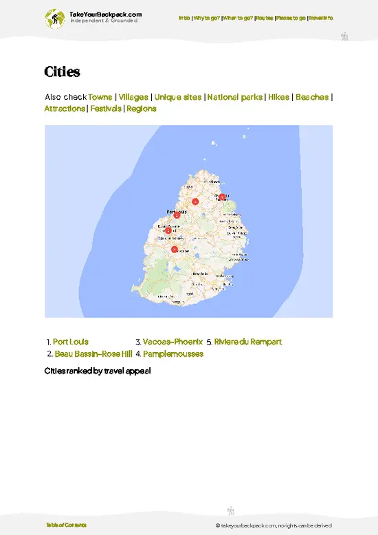 example page 6 from our offline Travel Guide for Mauritius