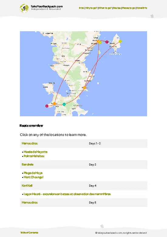 example page 4 from our offline Travel Guide for Mayotte