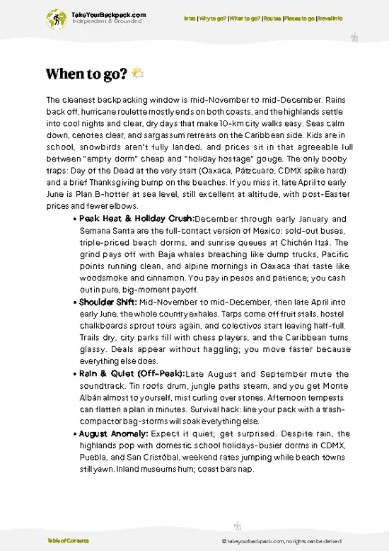 example page 3 from our offline Travel Guide for Mexico