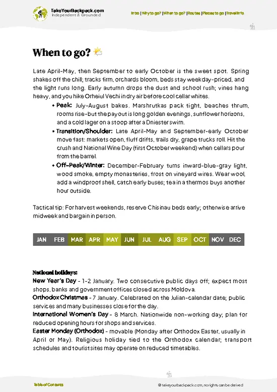 example page 3 from our offline Travel Guide for Moldova