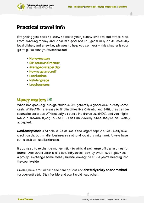 example page 7 from our offline Travel Guide for Moldova