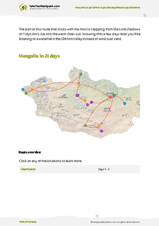 example page 4 from our offline Travel Guide for Mongolia