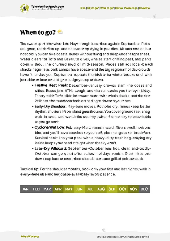 example page 3 from our offline Travel Guide for Mozambique